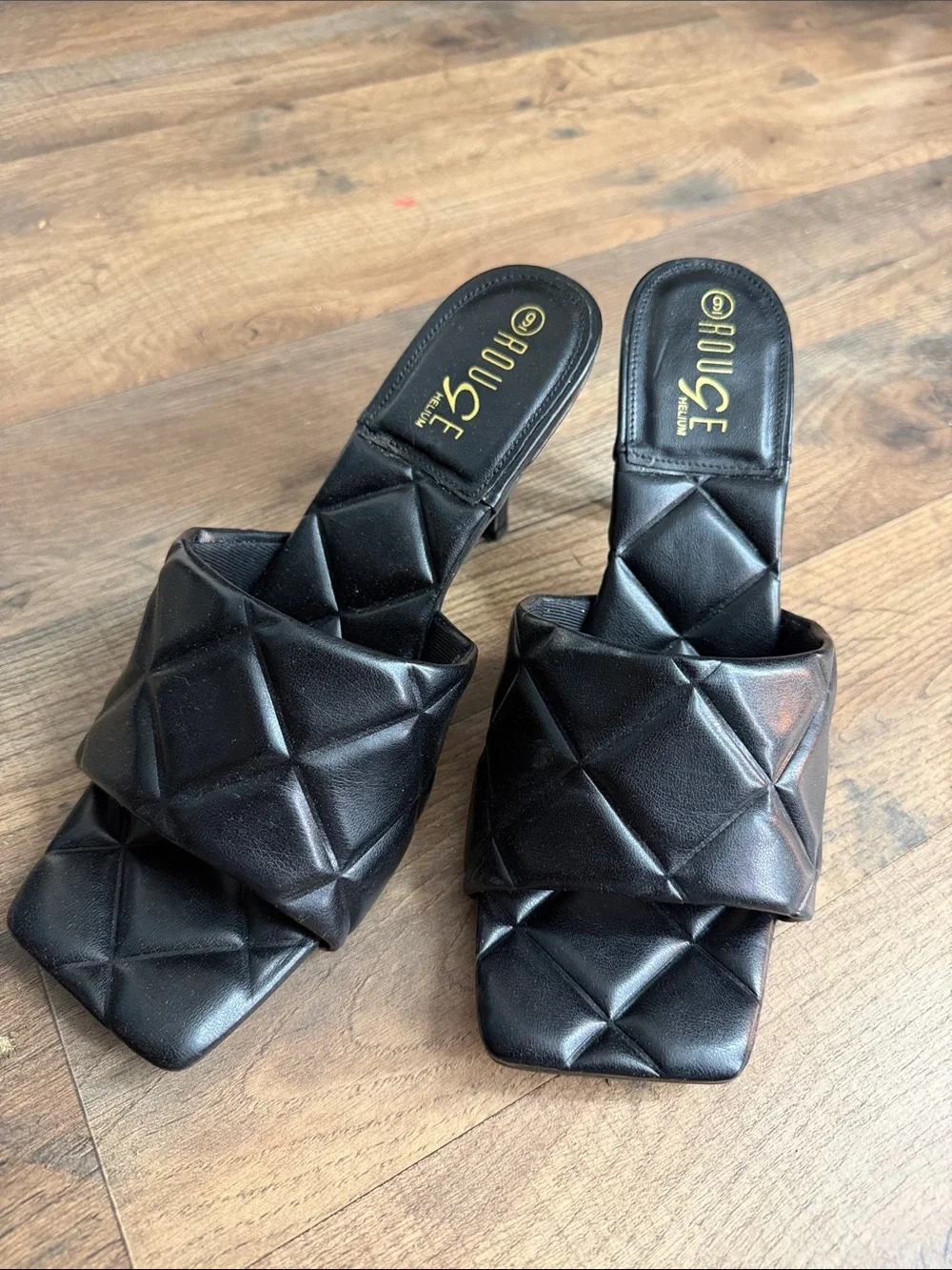 Rouge! Black Quilted Slide Heels